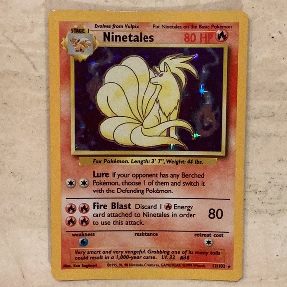 Pokemon | Other | Pokemon Ninetales Holo 999 Pokemon Card 1212 Base Set 12  Tcg | Poshmark